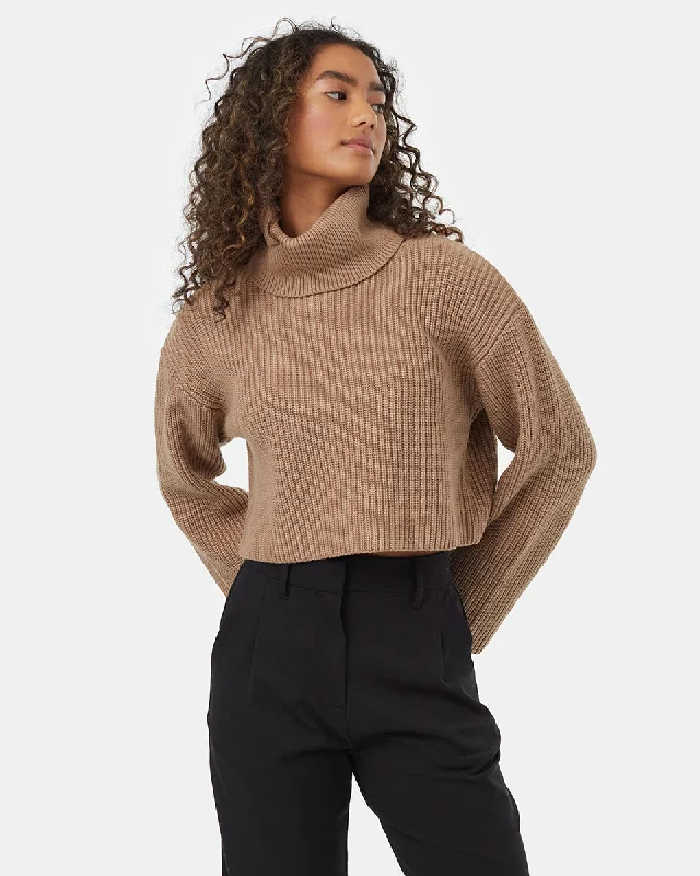 Plus Size Women's Side - Slit Sweaters in Bold SolidsHighline Wide Neck Turtleneck