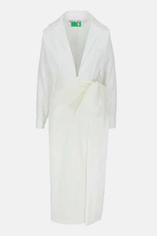 Plus Size Women Dress with a Flattering A - Line Cut for Comfort and StyleClaire Dress in White