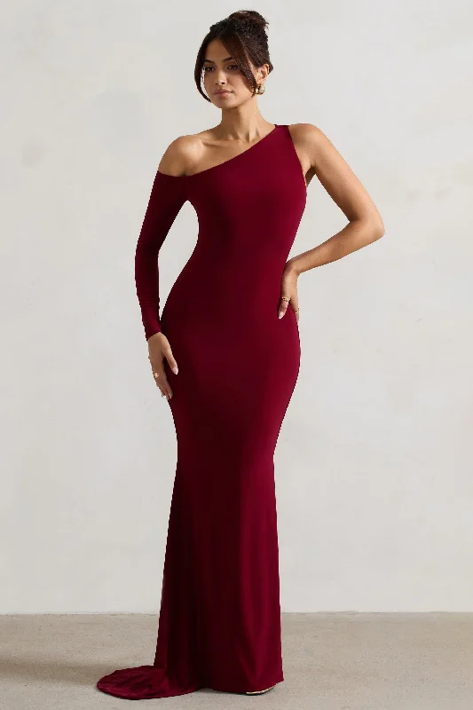 Sheath Women Dress with a Tailored Fit for a Professional LookContradiction | Port One-Sleeve Asymmetric Maxi Dress