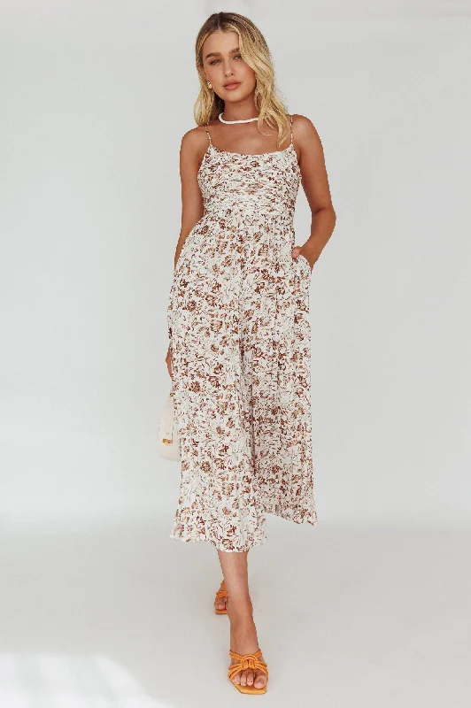 Animal print women jumpsuits for a statement - making outfitCorrie Gathered Bodice Jumpsuit Floral White