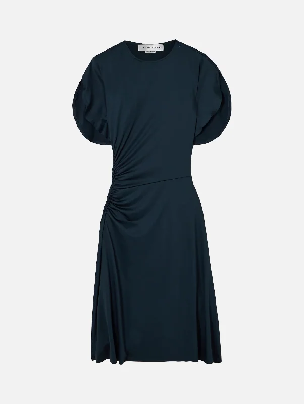 Long - Sleeve Women Dress in Velvet for a Luxurious Winter LookCrew Neck Dress in Midnight