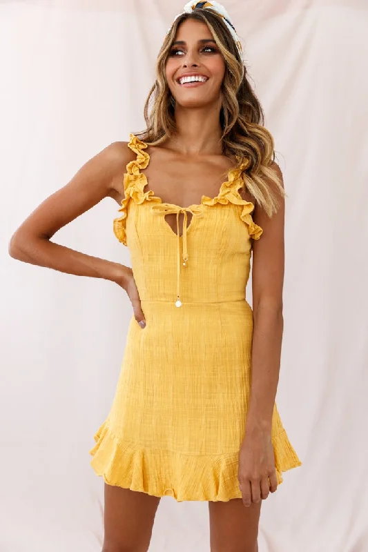 Ball Gown Women Dress with a Full Skirt for a Princess - like LookElah Frily Mini Dress Yellow