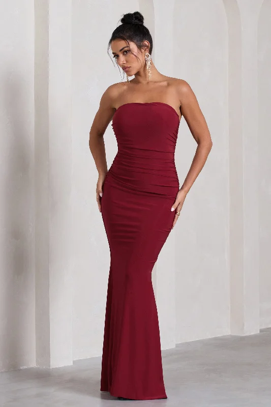 Lace - Embellished Women Dress for an Elegant and Sophisticated AppearanceWren | Berry Ruched Bandeau Maxi Dress