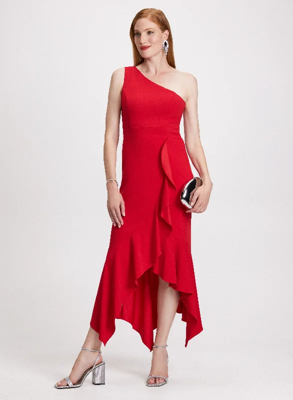 Midi dresses with empire waists for a flattering maternity optionAsymmetrical Hem Evening Dress