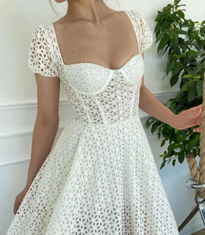 A - line midi dresses with floral prints for spring brunchesCamellia Bridal Gown