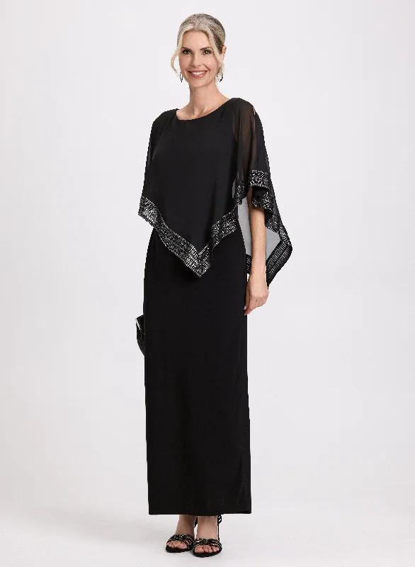 Midi dresses with cold - shoulder cutouts for a trendy styleCapelet Effect Evening Dress