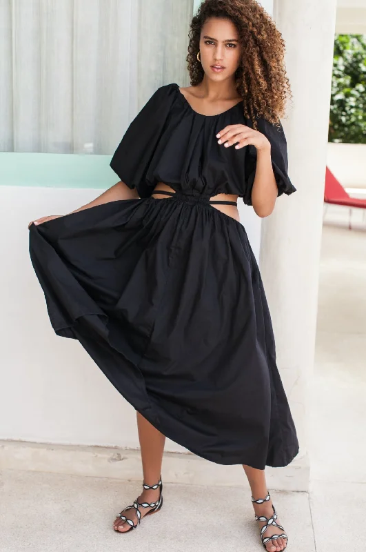 Midi dresses with belted waists to accentuate the figureEva Poplin Cotton Cutout Midi Dress (Sale)