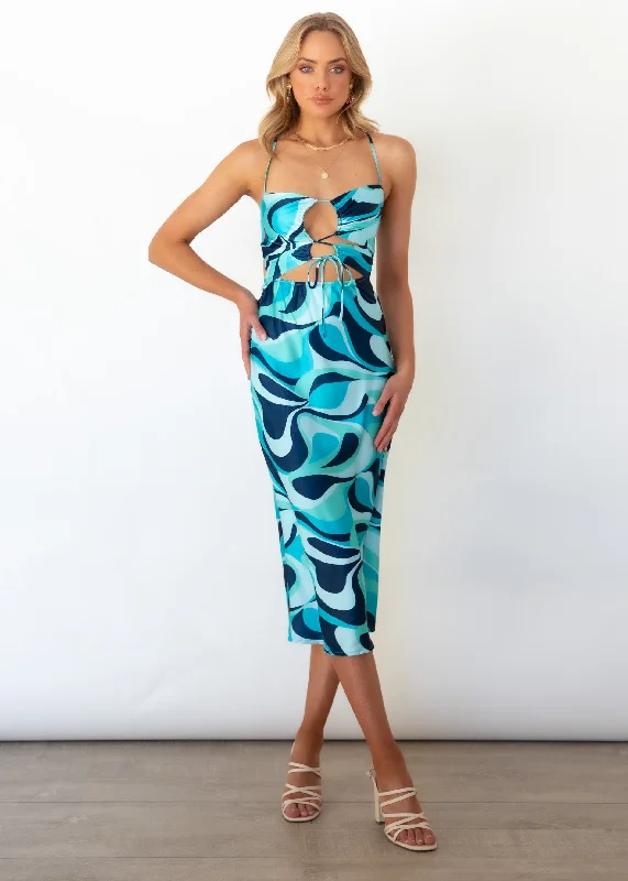 Midi dresses with off - the - shoulder necklines for a flirty lookFade Cut-Out Midi Dress - Blue Print