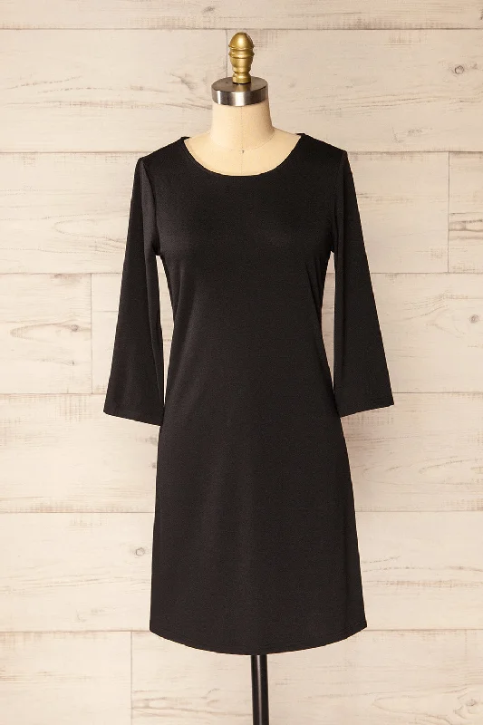 Midi dresses with off - the - shoulder necklines for a flirty lookJuba Black | Short Dress w/ 3/4 Sleeves