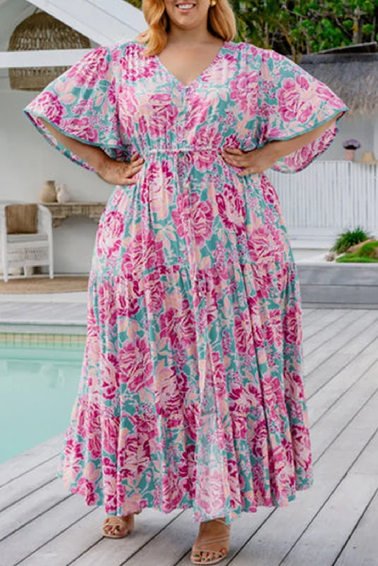 Midi dresses with keyhole backs for a flirty and unexpected detailFloral Tiered Maxi Dress Plus Size