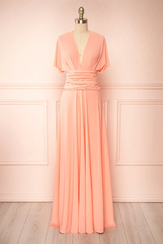 Midi dresses with ruffled sleeves for a more feminine and voluminous lookViolaine Coral | Convertible Maxi Dress