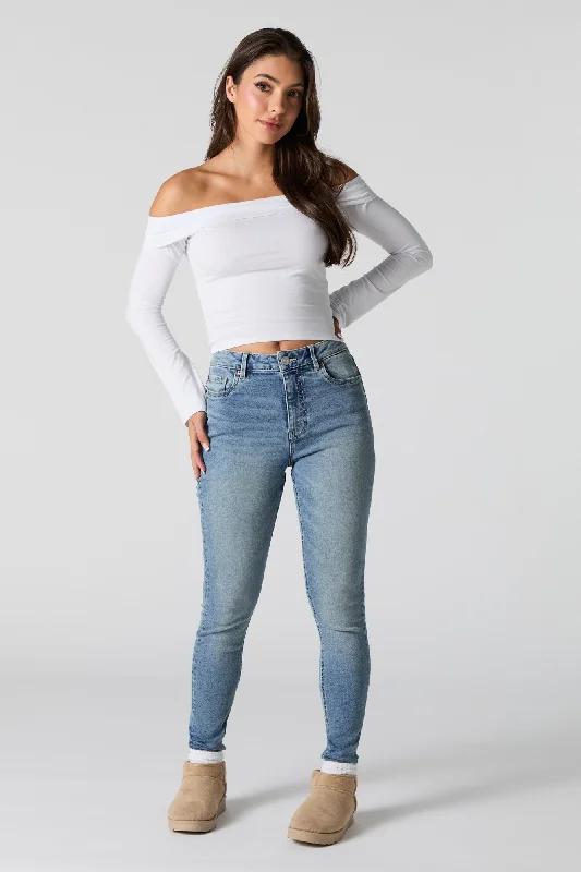 Medium Wash Stretch High Rise Skinny Jean