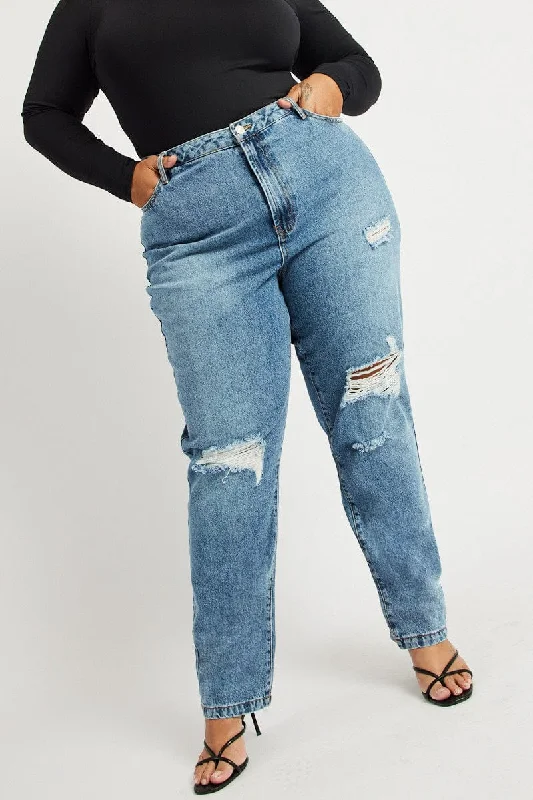 Denim Wide Leg Jeans High Rise