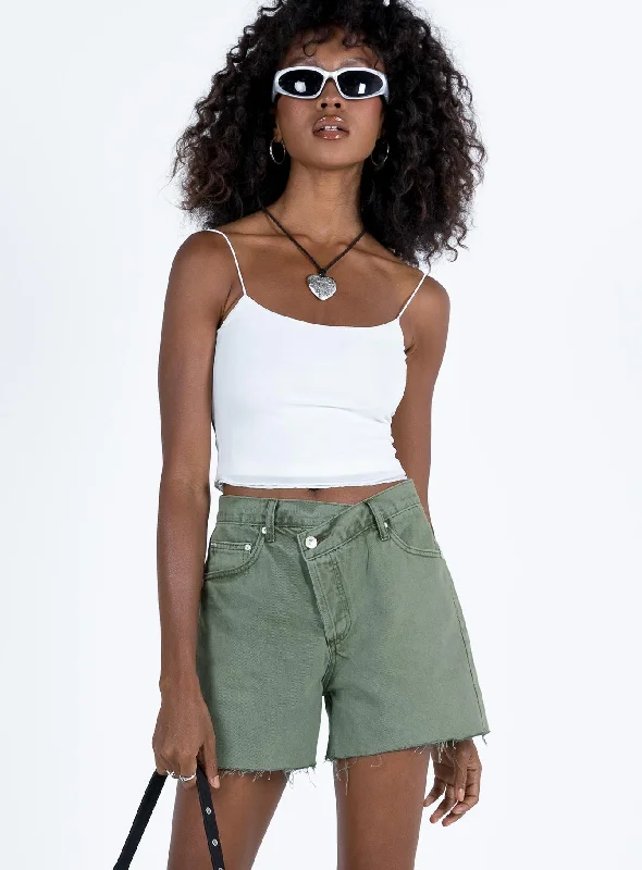 Women's Leather - Look Faux Leather Shorts in Black for an Edgy and Bold AppearanceXena Denim Shorts Green