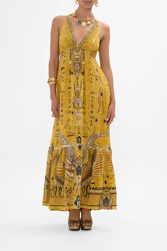 Maxi dresses with patchwork designs for a one - of - a - kind styleTIERED DRESS WITH HARDWARE VALLEY OF THE KINGS