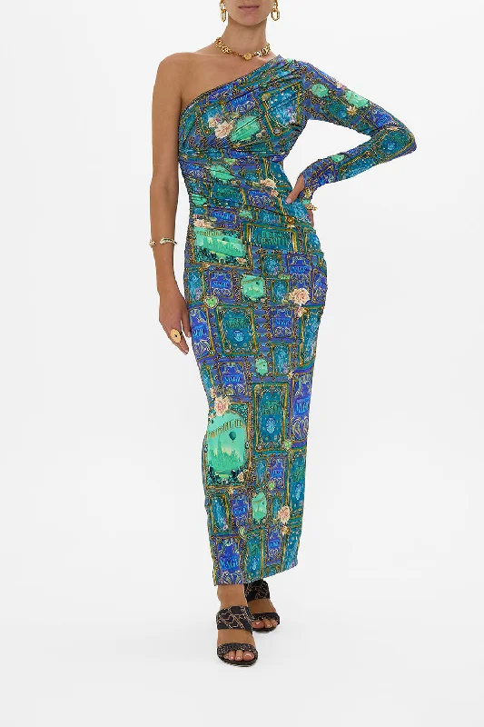 Maxi dresses with a wrap - around style for a customizable fitONE SHOULDER JERSEY CUT OUT DRESS DEFY GRAVITY