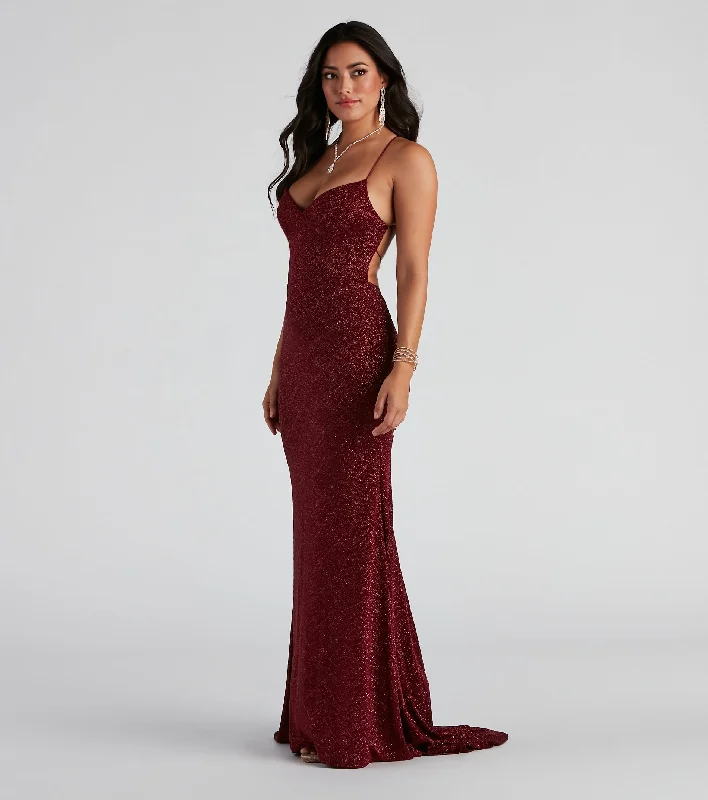 Maxi dresses with a paisley print for a classic and elegant styleAdah Formal Glitter A-Line Dress