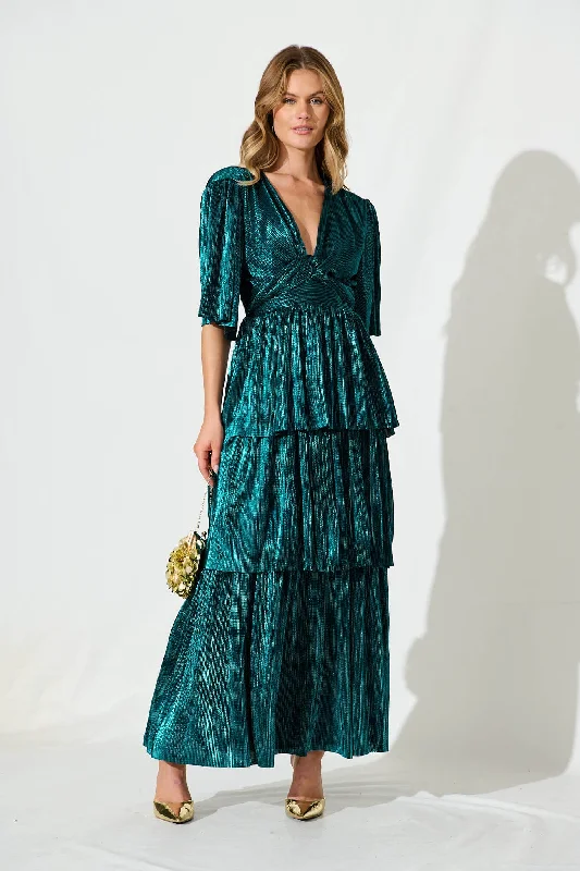 Animal print maxi dresses for a statement - making outfitCarnation Maxi Dress In Teal Lurex