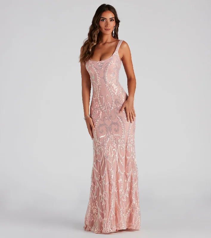 Maxi dresses with a paisley print for a classic and elegant styleCatherine Formal Sequin X-Back Dress