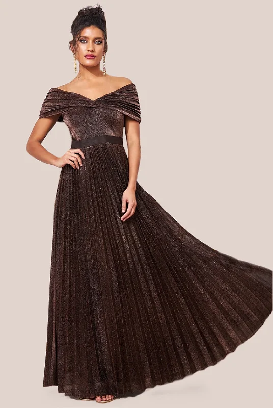 Maxi dresses with pocket details for added functionalityGoddiva Bardot Pleated Skirt Maxi - Bronze