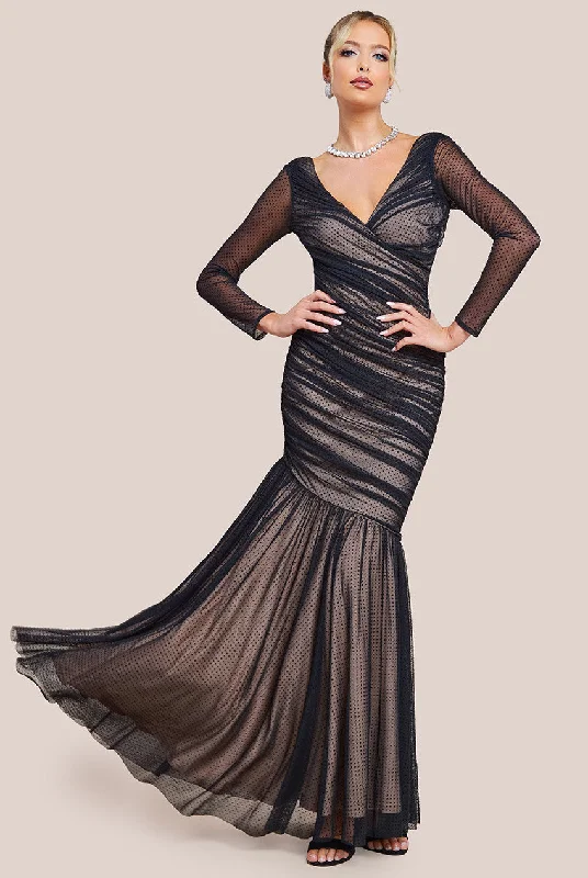 Maxi dresses with a halter neck for a stylish and sophisticated choiceGoddiva Dobby Mesh Wrap Style Gathered Maxi Dress - Black