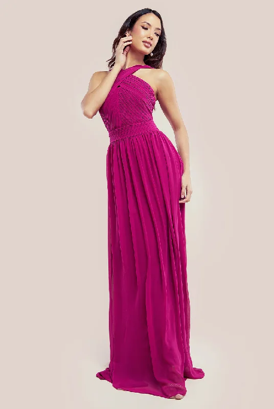 Maxi dresses with a halter neck for a stylish and sophisticated choiceGoddiva Halter Neck Chiffon Maxi Dress - Magenta