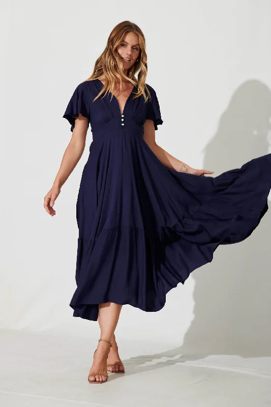 Maxi dresses with a gathered skirt for a voluminous and dramatic effectNevada Maxi Dress In Navy