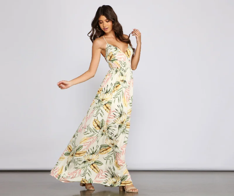 Maxi dresses with geometric prints for a contemporary aestheticTake Me Back Tropical Maxi Dress