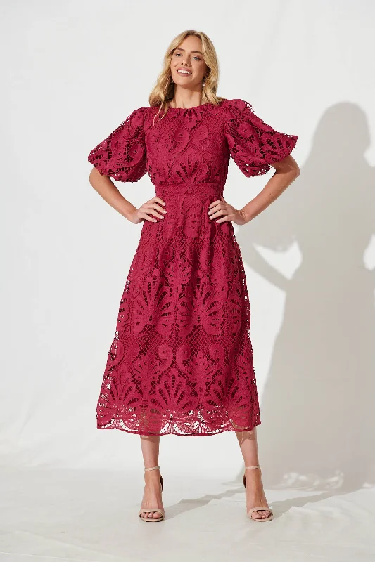 Maxi dresses with one - shoulder designs for a stylish and asymmetric lookTillie Lace Maxi Dress In Berry