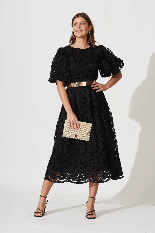 Maxi dresses with a pleated skirt for a timeless and elegant appearanceTillie Lace Maxi Dress In Black