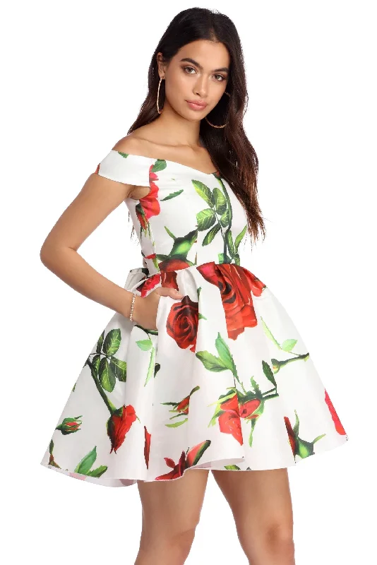 Mini dresses with bow accents for a sweet lookBriana Off The Shoulder Taffeta Dress