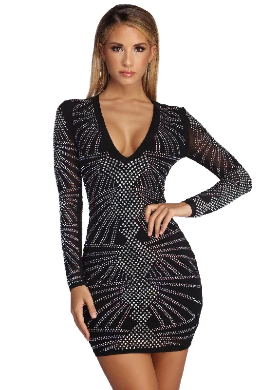 Printed mini dresses for a casual day outDeandra Precious Heat Stone Bodycon Dress