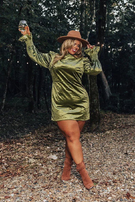 Linen mini dresses for a breathable summer optionFashionably Late Velvet Mini Dress In Olive Curves