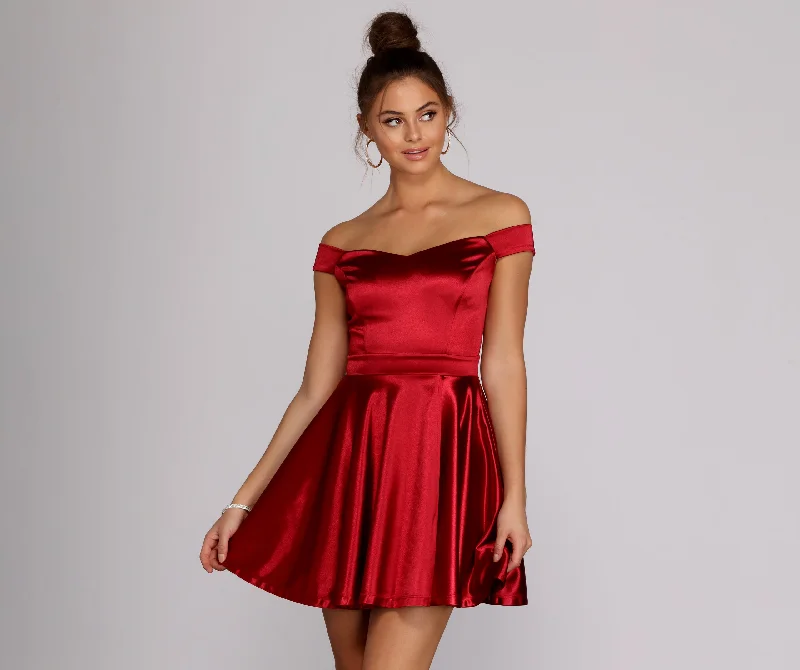 Mini dresses with button - down frontsJess Off The Shoulder Dress