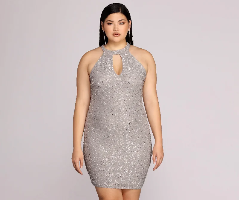 Mini dresses with asymmetric hems for a fashion - forward lookPlus Stunning In Silver Formal Dress