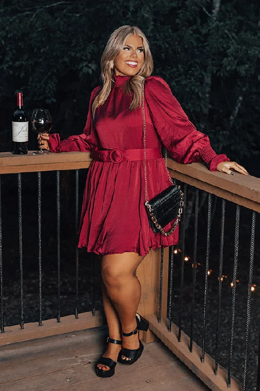 Mini dresses with empire waists for a flattering fitProsecco Splash Mini Dress In Wine Curves