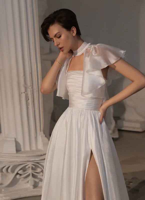 Wedding guest dresses with patchwork designs for a unique lookStylish Strapless Wedding Dress With Bolero