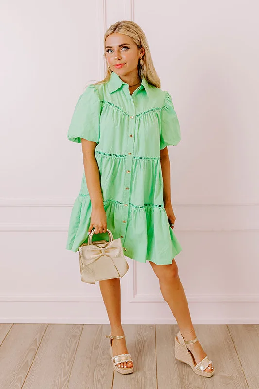 Mini dresses with geometric prints for a modern aestheticSunday Stroll Mini Dress in Light Kelly Green