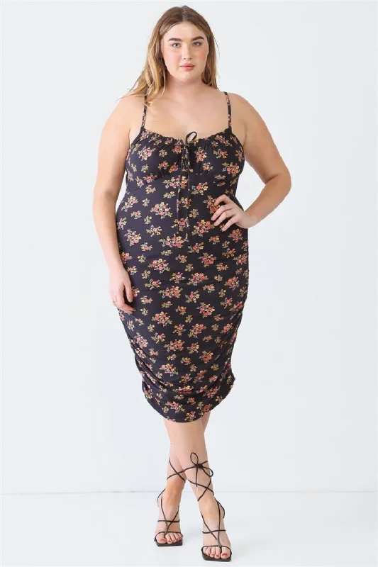 Strapless Women Dress with a Built - in Bra for Comfort and SupportBlue leopard floral dress, plus size