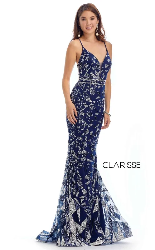 Formal dresses with geometric patterns and metallic accents for a modern formal affairClarisse 8240 Dress