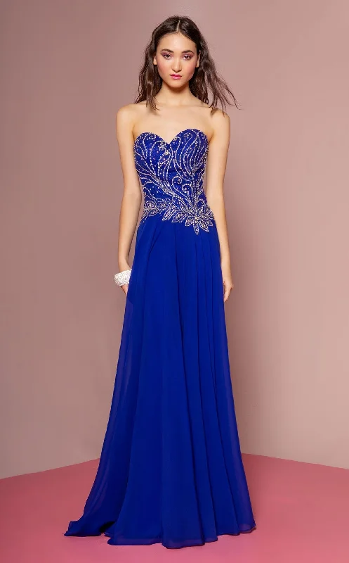 Prom dresses with side - slit skirts and beaded fringes for a glamorous appearanceElizabeth K GL2114CL Dress