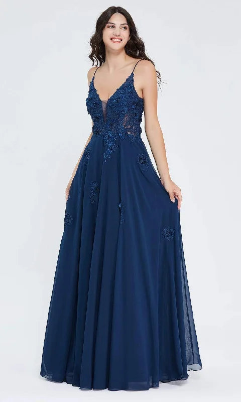 Formal dresses with pleated bodices and taffeta fabric for a traditional lookJ'Adore Dresses - J20001 Floral Lace Applique Gown