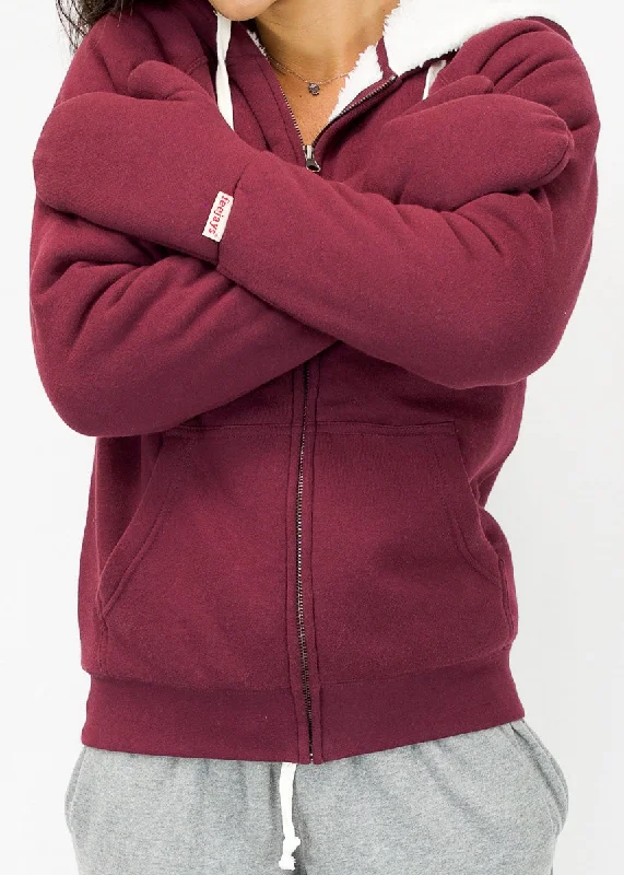 Women's Split - Hem Sweatpants in Burgundy for a Unique and Fashionable TwistClassic Hoodie