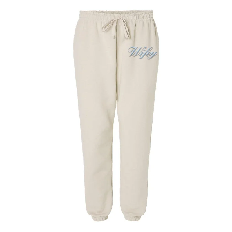 Women's Wide - Leg Sweatpants in Beige with Elastic Cuffs for a Relaxed and Trendy OutfitAmerican Apparel 'Wifey' PUFF Sweatpants