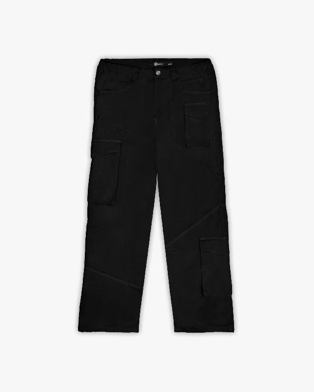 Regular Fit Women's Corduroy Cargo Pants in Burgundy for a Retro - Inspired LookASYMETRICAL CARGOPANTS BLACK