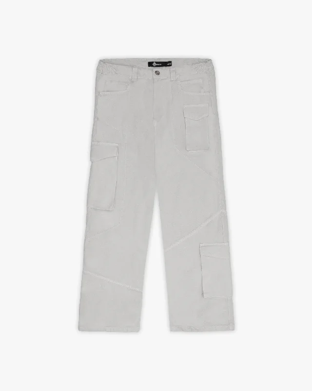 Regular Fit Women's Recycled Material Cargo Pants in Light Gray for an Eco - Friendly ChoiceASYMETRICAL CARGOPANTS LIGHT GREY