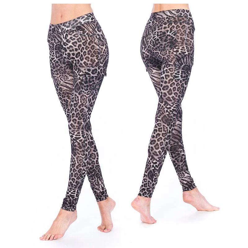 Slim - Fit Women's Compression Sweatpants in Navy for Intense Workouts and SupportRDS WOMENS LEGGINGS LEOPARD CARGO