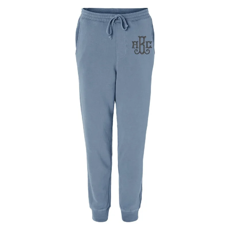 Plus Size Women's Elastic - Waist Sweatpants in Dark Green with a Flattering FitMonogrammed Pigment Dyed Joggers