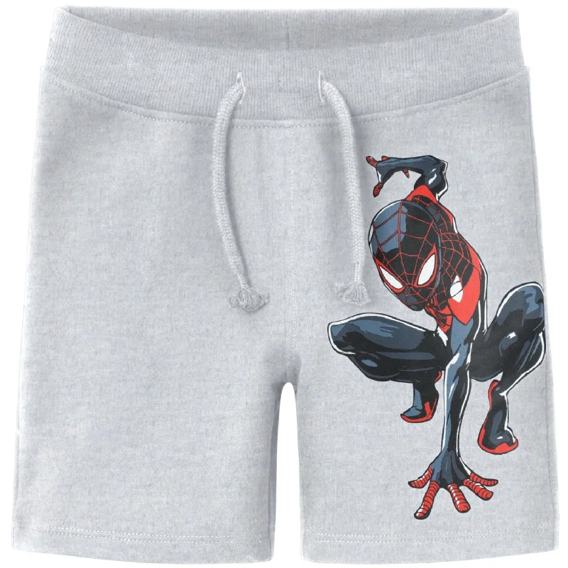 Name It Light Grey Melange Mu Spiderman Long Sweat Shorts