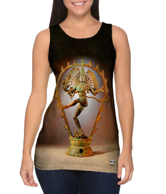 Plus Size Women's Ruffled Hem Tank Tops with Floral PrintsShiva As The Lord Of Dance Statue